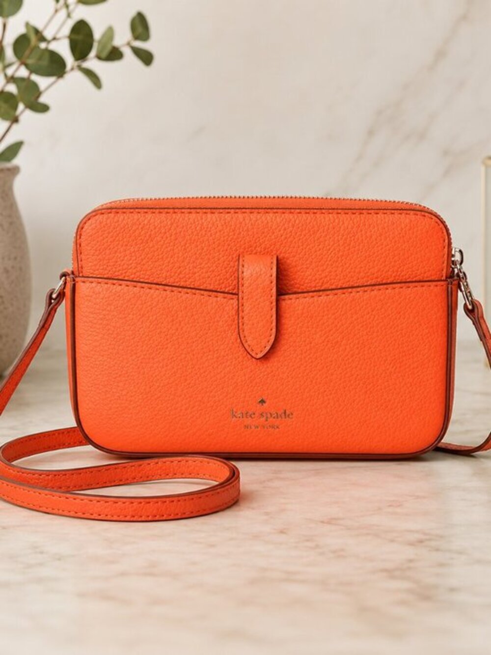 Kate Spade Orange Pebbled Leather Crossbody Shoulder Bag NWT